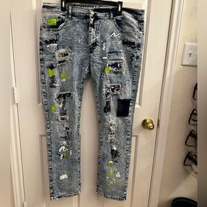 Reason Popeye Acid Wash Skinny Denim Jeans